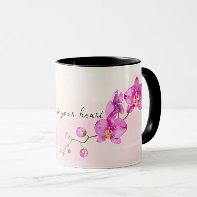 Rosa Orchideen-Blume Tasse (VorderseiteRechts)