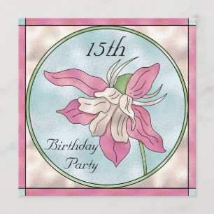 Rosa Orchideen-Fleck-Glaseffekt-15. Geburtstag Einladung