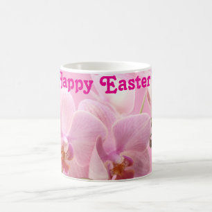 Rosa Orchideen „Frohe Ostern“ Tasse