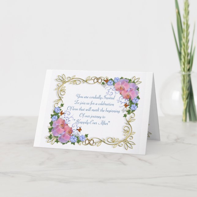 Rosa Orchideen für Hochzeiten Einladung (Vorderseite)