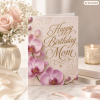 Rosa Orchideen-Geburtstagskarte für Mama mit elega