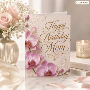 Rosa Orchideen-Geburtstagskarte für Mama mit elega Karte