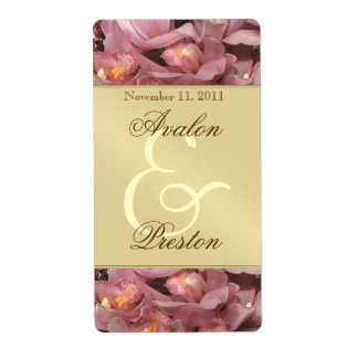 Rosa Orchideen Goldweine Hochzeitslabel
