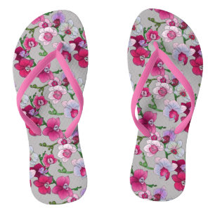 Rosa Orchideen im Blut Flip Flops