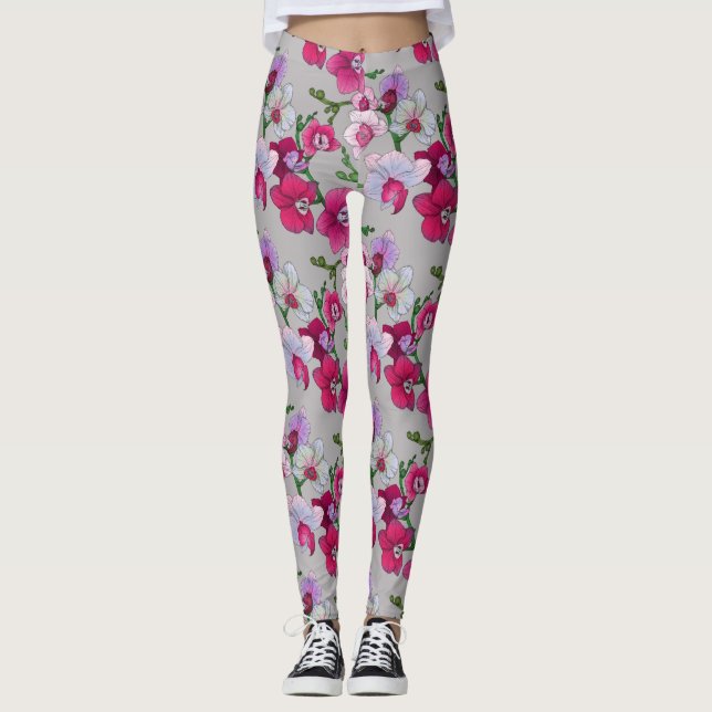 Rosa Orchideen in der Blüte Leggings (Vorderseite)