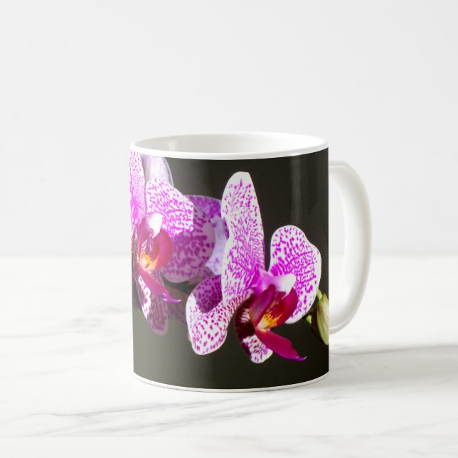 Rosa Orchideen Kaffeetasse (VorderseiteRechts)