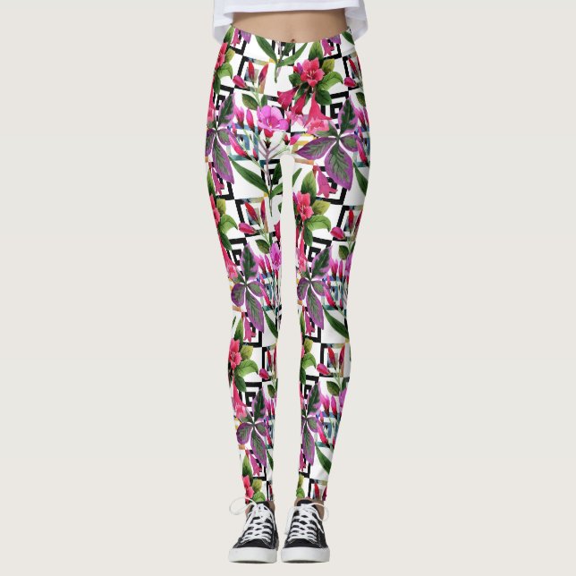 Rosa Orchideen Leggings (Vorderseite)