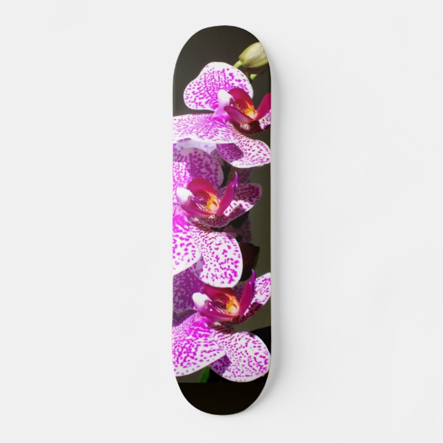 Rosa Orchideen Skateboard (Vorderseite)