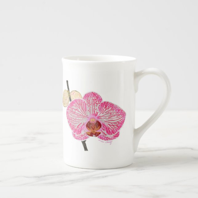 Rosa Orchideen-Tasse Prozellantasse (Rechts)
