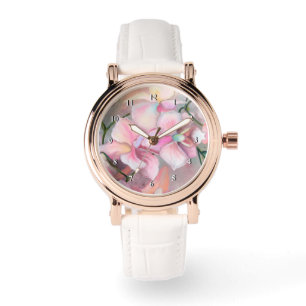 Rosa Orchideen-Uhr Armbanduhr