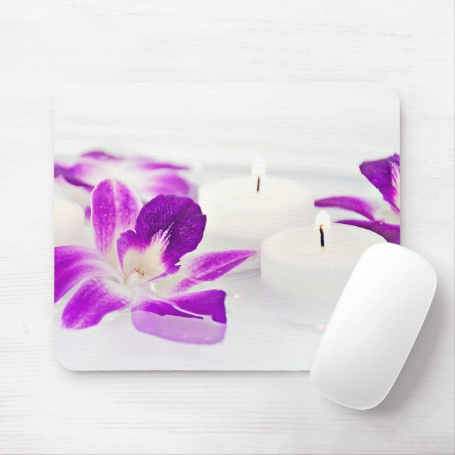 Rosa Orchideen und Kerzen Mousepad (Mit Mouse)