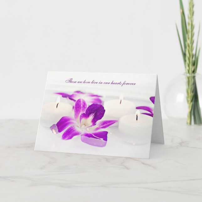 Rosa Orchideen und Kerzen Sympathiekarte Karte (Vorderseite)