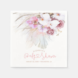 Rosa Orchideen und Pampas Grass Elegant Boho Serviette