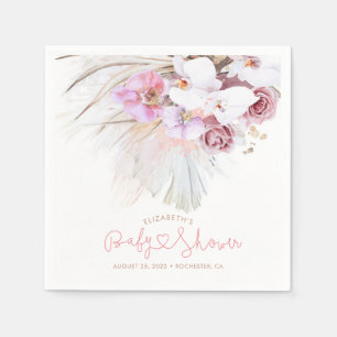 Rosa Orchideen und Pampas Grass Elegant Boho Serviette