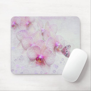 Rosa Orchideen und Schmetterling Mousepad