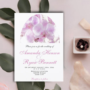 Rosa Orchideen-Watercolor-Blume Florale Hochzeit Einladung