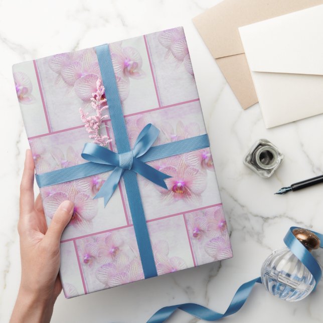 Rosa Orchideenblüten Geschenkpapier (Schenken)