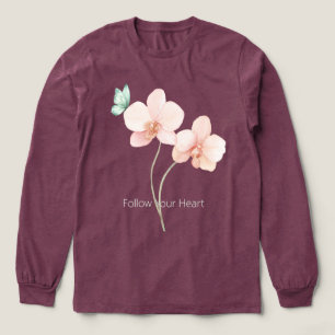 Rosa Orchideenblüten Mintgrüne Motte Tri-Blend Shirt