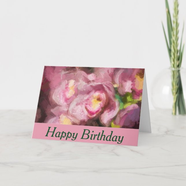 Rosa Orchids Impasto Geburtstag Karte (Vorderseite)