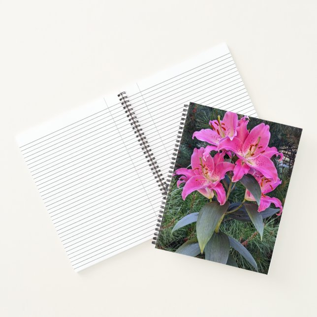 Rosa Orientalische Lilien Blumen Notizbuch (Innenseite)