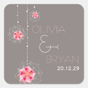 Rosa Origami Hängeschmuck Lichter Asiatische Hochz Quadratischer Aufkleber