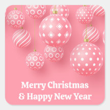 Rosa Ornamente frohe Weihnachten und glückliches n