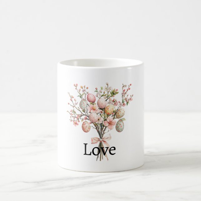 Rosa Ostereier Blumenstrauß Kaffeetasse (Mittel)