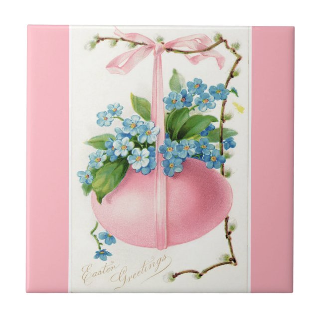 Rosa Ostereier und Blume Fliese (Vorderseite)