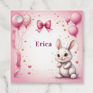 Rosa Osterhase-Geburtstagsballon 🐰 Geschenkanhänger