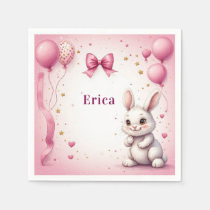 Rosa Osterhase-Geburtstagsballon 🐰 Serviette
