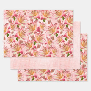 Rosa Osterlilie Random Muster Blumenfotografie Geschenkpapier Set