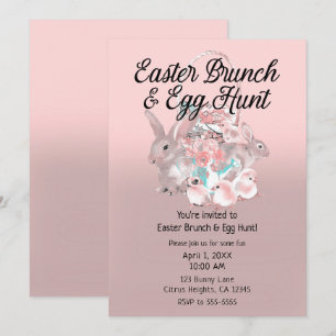 Rosa Ostern Brunch & Ostereiersuche Frühjahrsfeier Einladung