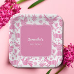 Rosa Otomi mexican Babydusche Papierplatte Pappteller<br><div class="desc">Schöne Pink-Babydusche,  Inspiriert durch mexikanische Otomi-Muster</div>