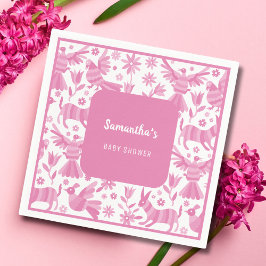 Rosa Otomi mexican Babydusche Papierplatte Serviette