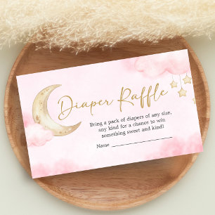 Rosa Over the Moon Baby Shower Windel-Raffle Begleitkarte