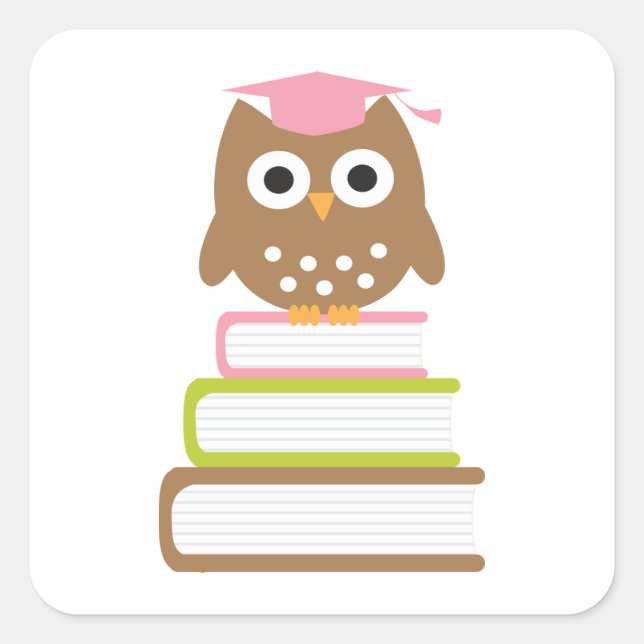 Rosa Owl Abschluss Umschlag Aufkleber (Vorderseite)