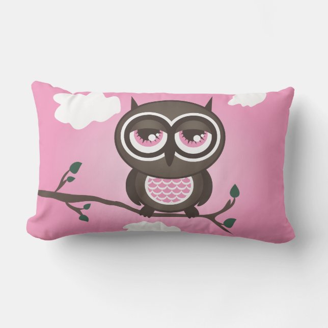 Rosa Owl American Mojo Throw Kissen (Vorderseite)
