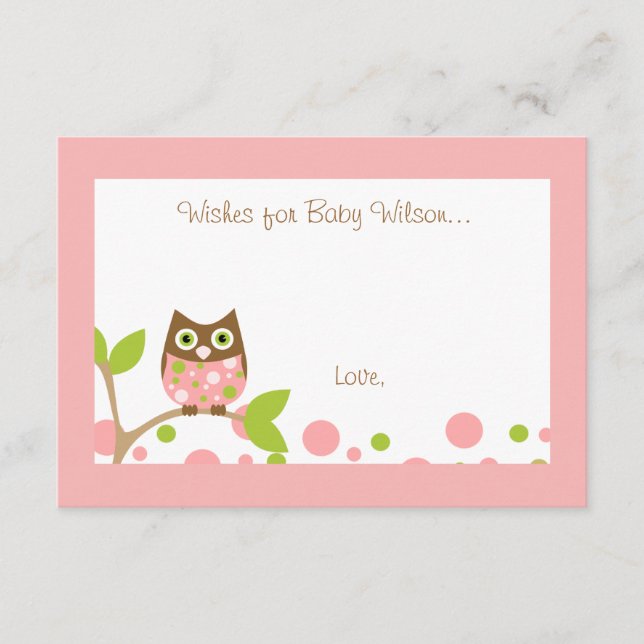 Rosa Owl Baby Dusche Einladung (Vorderseite)