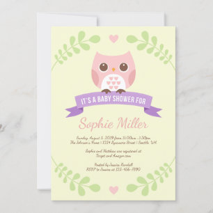 Rosa Owl Baby Dusche Einladung