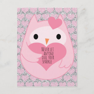 Rosa Owl mit Sparkquote Postkarte