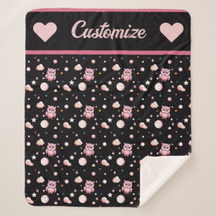 Rosa Owl Moonlight Muster Sherpadecke