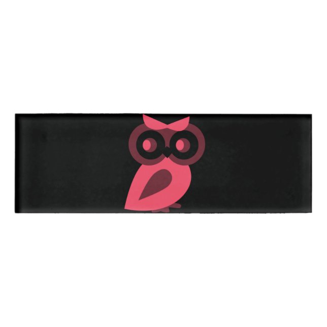 Rosa Owl Name Namenschild (Vorderseite)