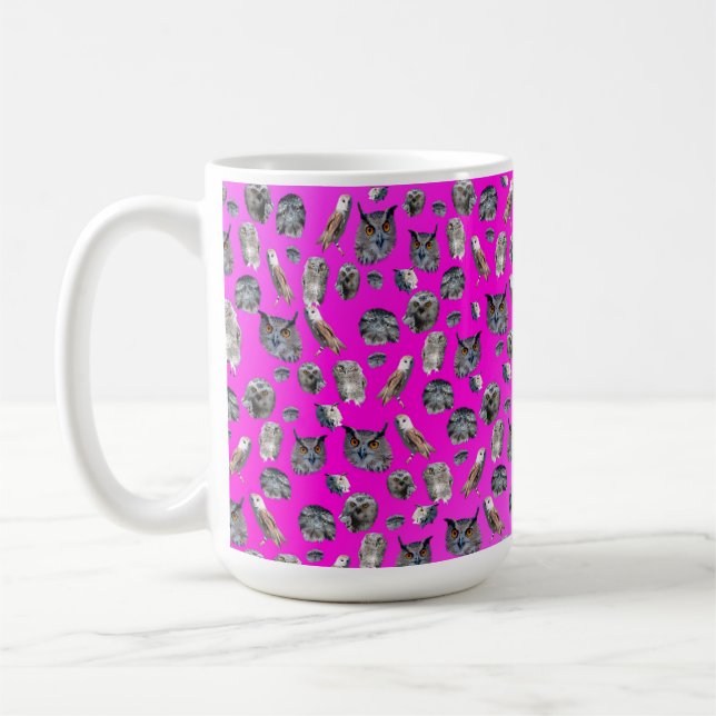 rosa Owls Muster, Kaffeetasse (Links)