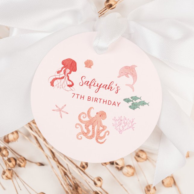 Rosa Ozean Kreatur Geburtstagspartei Geschenkanhänger (Von Creator hochgeladen)