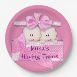 Rosa paart Baby-Duschen-Party-Papier-Teller Pappteller