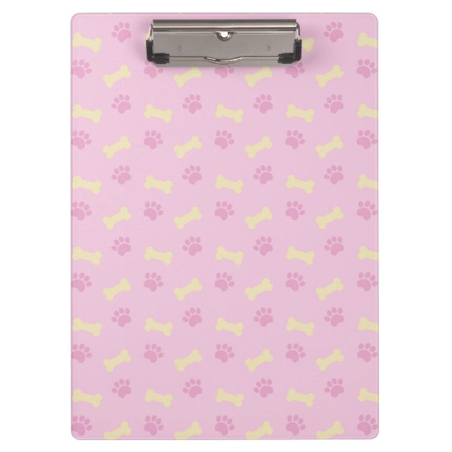 rosa Pad Print Bone Pattern Klemmbrett (Vorderseite)
