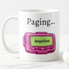 Rosa Pager Personalisierter Name Lustiges Geschenk Kaffeetasse