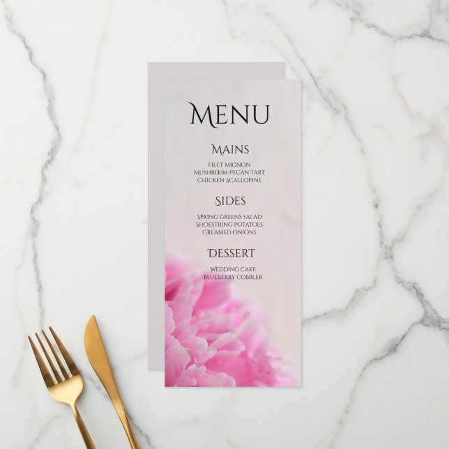 Rosa Paillenansicht Flat Menu Menükarte (Vorderseite/Rückseite Beispiel)
