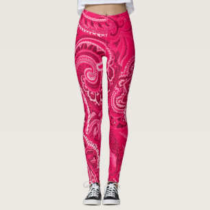 Rosa Paisley-Bandanna-einzigartige Retro Hosen Leggings