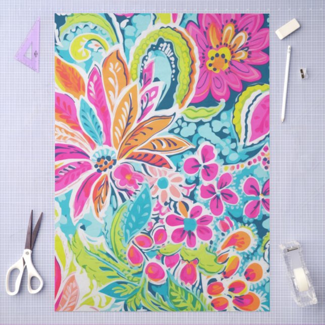 Rosa Paisley Blumen-Decoupage Seidenpapier (Basteln)